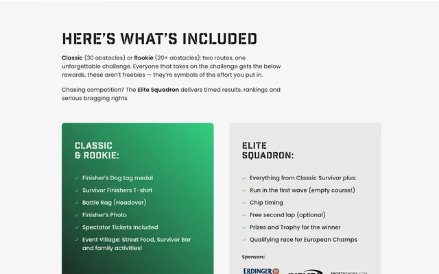 Born Survivor website &mdash; What&rsquo;s included